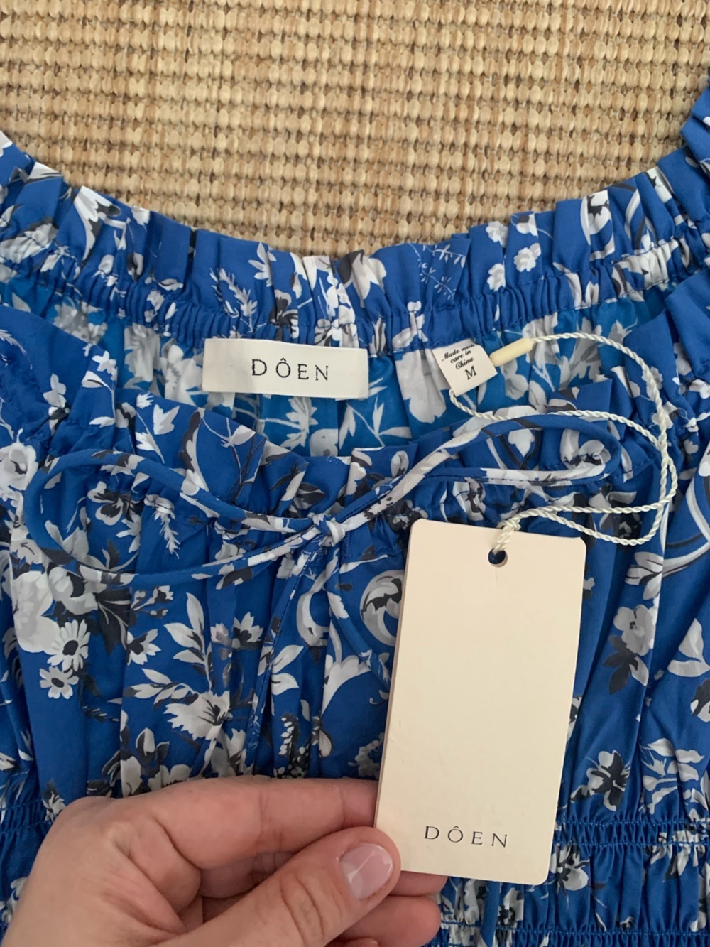 NWT Doen Emmaretta Cotton Poplin Smocked Midi Maxi Dress Jardins De La Fontaine - Picture 8 of 13